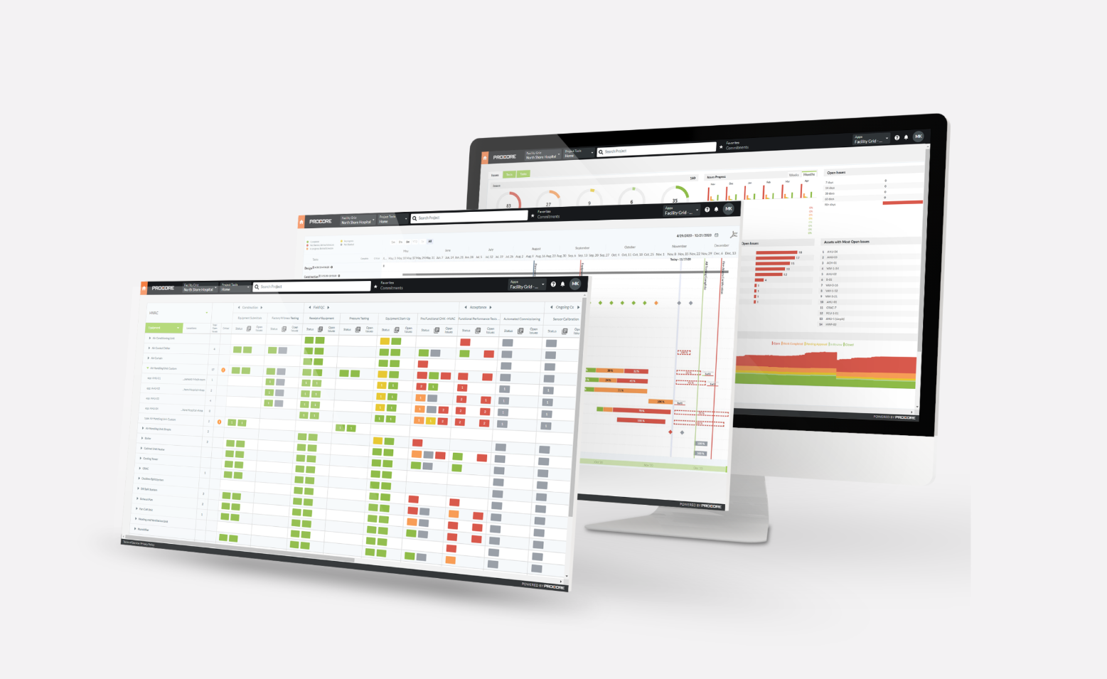 Pesquisa de UX e desenvolvimento da plataforma web Facility Grid com cronograma e dashboard de indicadores