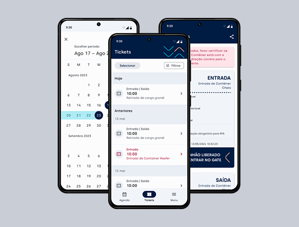 UX e Desenvolvimento de aplicativo Meu Tecon da Wilson Sons para agendamento de datas, tickets e liberação de entrada de contêiner